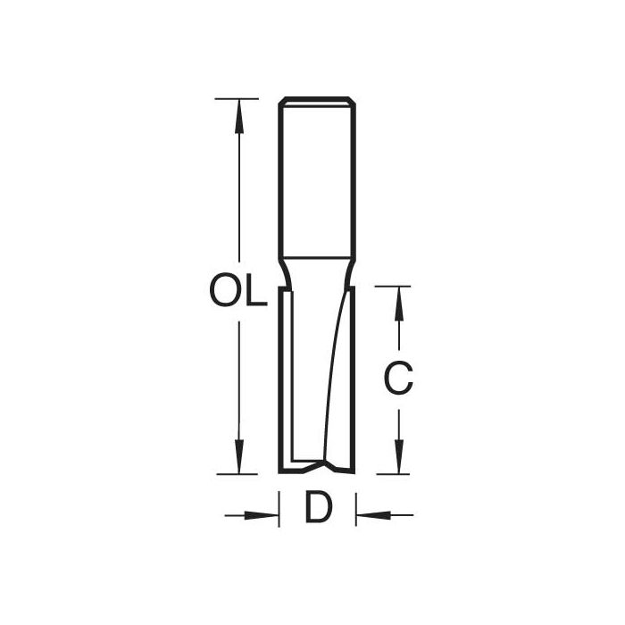Trend Craft Pro Straight Router Bit 2-Flute 12.7mm Diameter 1/2in Shank