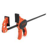 Pony Jorgensen Set of 4 E-Z HOLD Hobby Trigger Clamps, 200mm capacity, angled view showing contoured comfort grip and quick-release lever