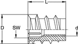 RAMPA Threaded Inserts M6 x 15mm Flanged Pack of 10