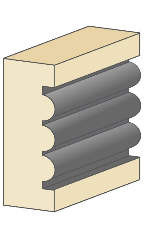 Torquata Bead Moulding Router Bit showcasing triple fluting design with 1/2in shank