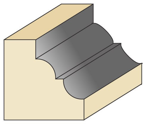 Torquata Classical Moulding Router Bit creating elegant edge pattern, showing high-quality craftsmanship