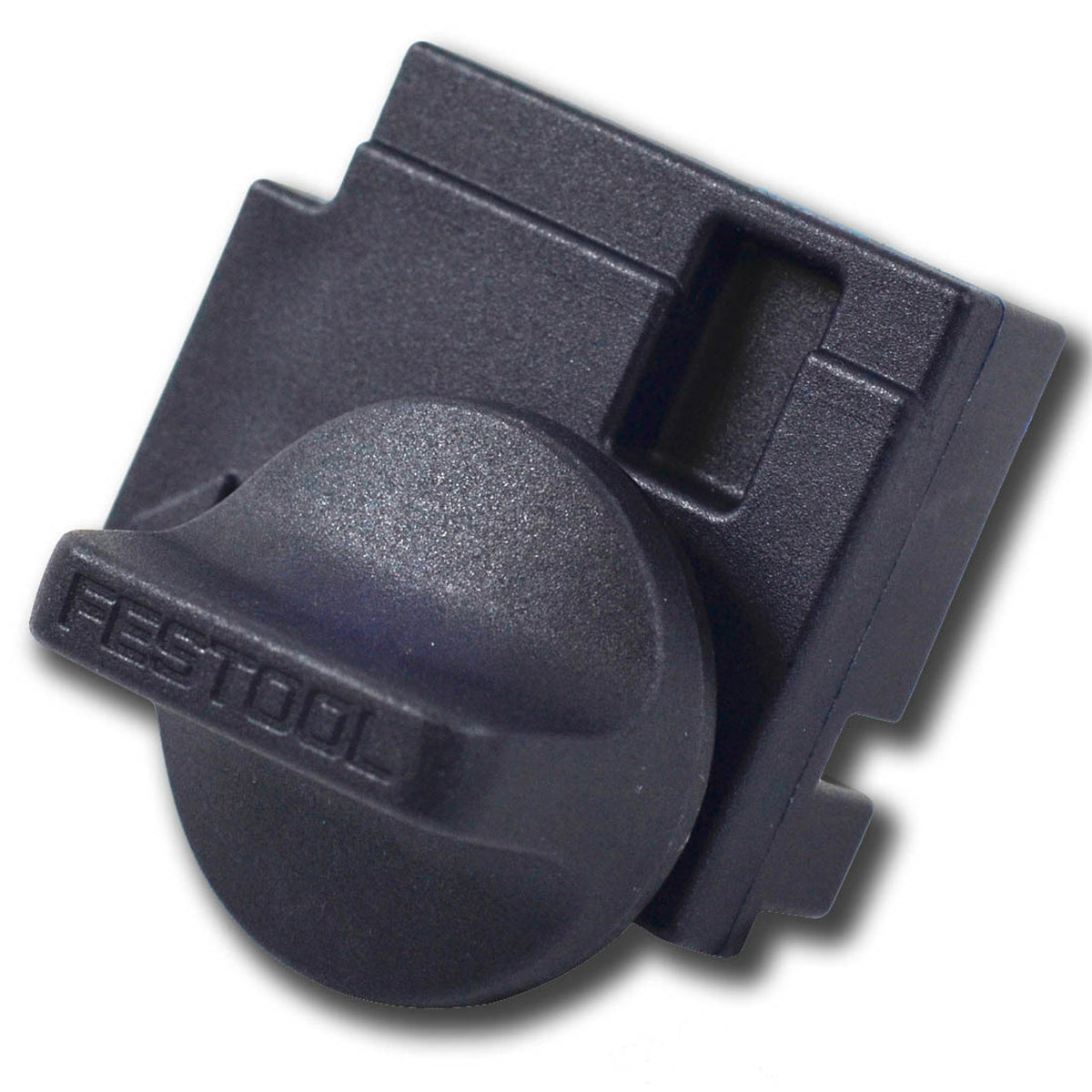 Festool Guide Rail Kickback Stop securely attached to Festool FS Guide Rail for safe and precise cutting and routing