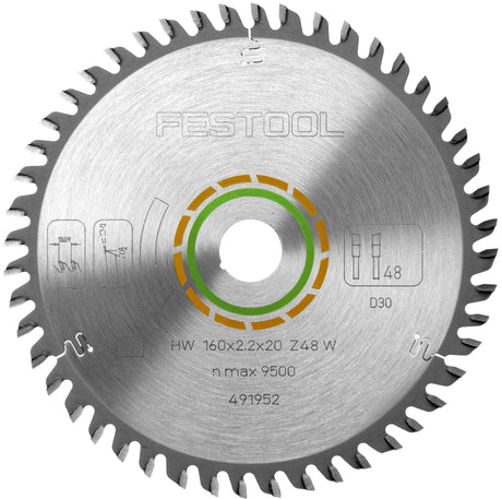 Festool 160mm Wood Cutting Circular Saw Blade Set Pack of 3 - Close-up of sharp saw blades in a pack
