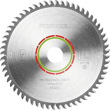 Festool Laminate Saw Blade 210mm x 2.4mm x 30mm 60 Tooth in action on laminated floor material