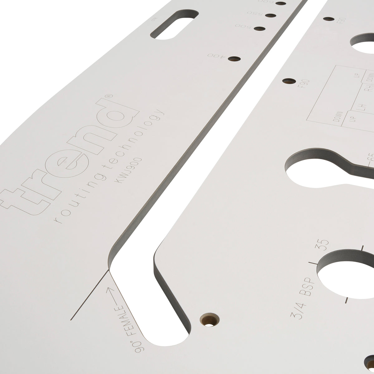 Trend 900mm Kitchen Worktop Router Jig, detailed view of the versatile and efficient tool for precise worktop fitting