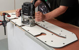 Trend 900mm Kitchen Worktop Router Jig in action, ensuring precise fit for kitchen worktops