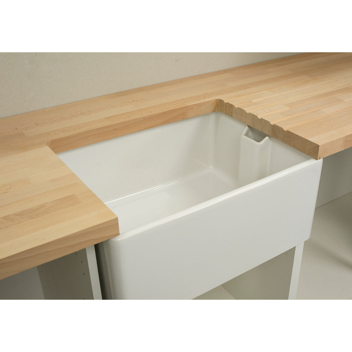 Trend Belfast Sink Recess Jig shown in use with router on worktop