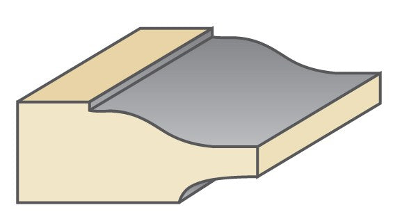 Torquata Back-Cutter Ogee Router Bit creating cathedral panel shape