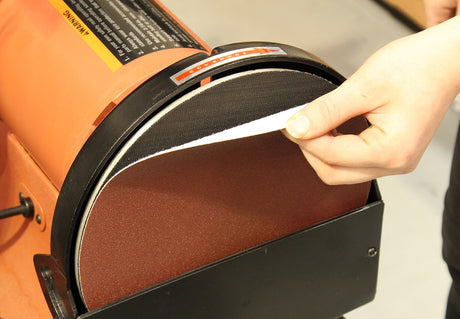 230mm Hook & Loop Sanding Discs for 6 x 9in belt/disc sanders, as showcased on a Sherwood sander. Trusted quality for optimal results