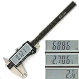 iGaging EZCal Digital Vernier Calipers showing detailed metric & imperial scales