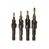 Milescraft four-piece countersink and counterbore drill bit set for woodworking tasks