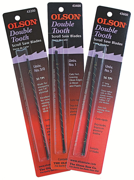 Olson Double Tooth Scroll Saw Blades for clean and fast cutting - Australian woodworking tools