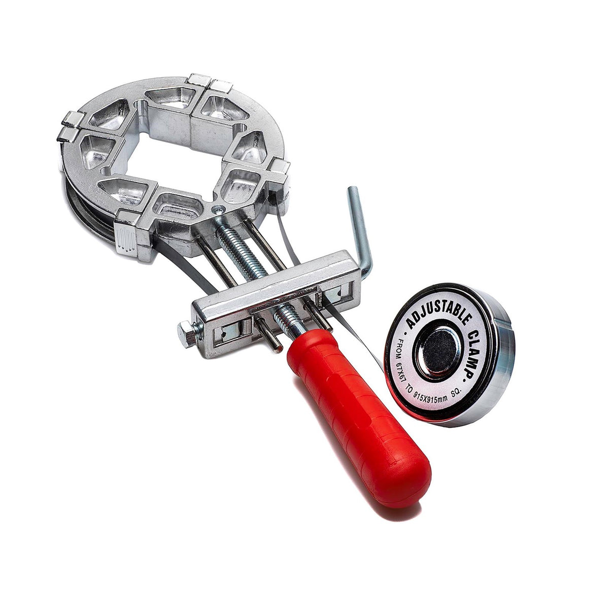 Baladonia Steel Band Clamp in use for assembling various shapes swiftly and securely