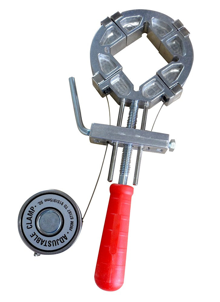 Baladonia Steel Band Clamp in use on woodworking project