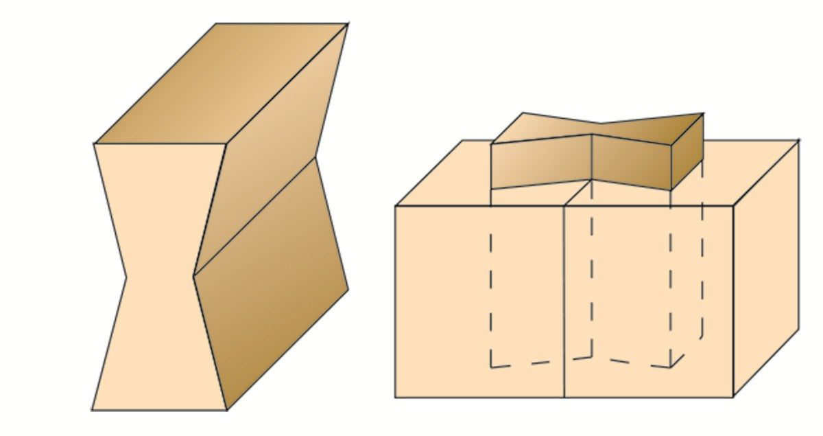 Torquata Butterfly Key Spline Router Bit creating decorative loose tenon joints