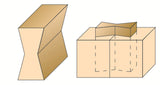 Torquata Butterfly Key Spline Router Bit creating decorative loose tenon joints