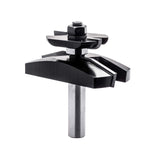Torquata Back-Cutter Chamfer Router Bit creating cathedral-shaped panel with arched detail