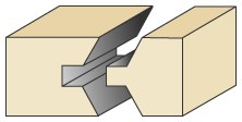 Torquata Edge Banding Groove Cutter Router Bit Set 1/2in Shank in use on veneered MDF board