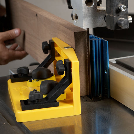 Magswitch Magnetic Resaw Roller Fence Guide in action, providing ultra-fine veneers and precise resawing capabilities