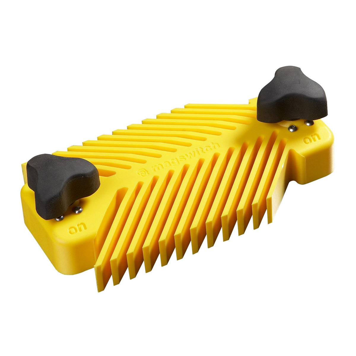 MagSwitch Universal Magnetic Featherboard on cast iron table, double-sided design for improved cutting results