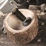 Arbortech Random Orbital Contour Sander Attachment in action on detailed woodwork