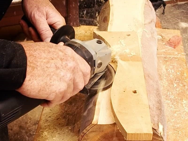 Arbortech Turbo Plane Blade in action on wood with an angle grinder