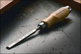 Narex Bevel Edge Chisels with Hooped Ash Handles, premium Czech-made woodworking tools, featuring chrome-manganese steel blades