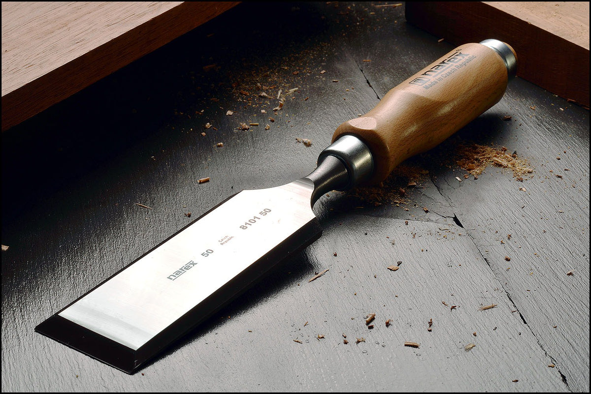 Narex Bevel Edge Cabinet Chisels with Hooped Ash Handles in Australian woodworking tools store