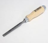Narex Set of 4 Cabinet Chisels Bevel Edge for Wood Joinery, showcasing 6mm, 12mm, 20mm, and 26mm chisel sizes from Czech Republic