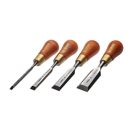 Narex Butt Chisels with Hornbeam Handles in Group Shot, Czech Republic-made, chrome-manganese steel, Rc59 hardness