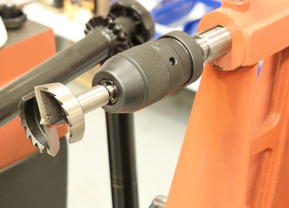 Baladonia 16mm Keyless Chuck for Drill Press & Lathe MT2 in use on machinery