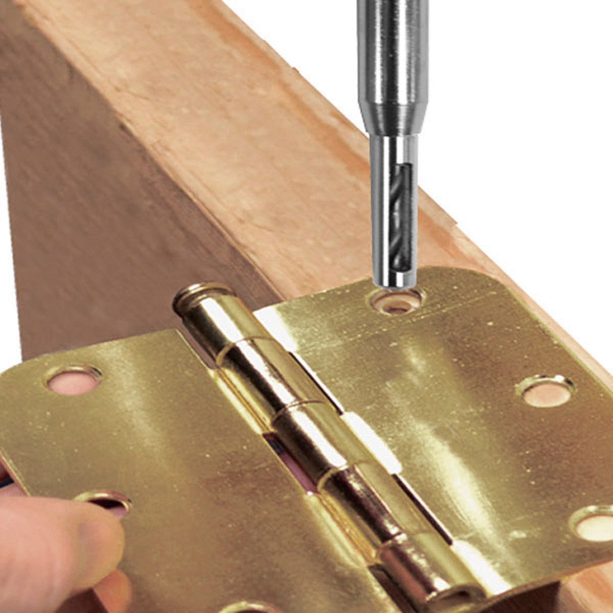 Milescraft Hinge Bit Set Vix Bits in action for precise hinge alignment
