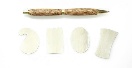 Crown Mini Cabinet Scrapers set of 4, showing miniature sizes and various shapes for detailed woodworking