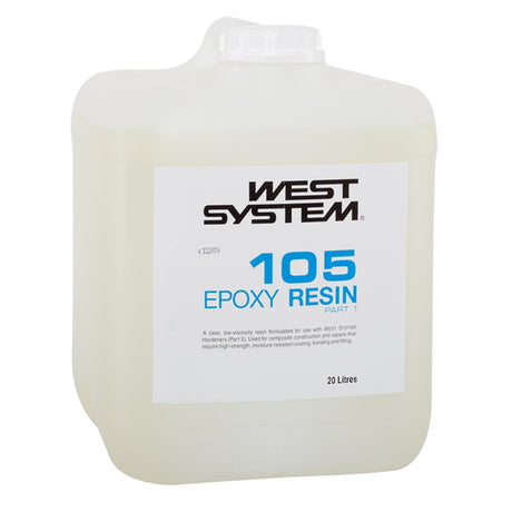 West System 105 Epoxy Resin Part A product packaging with detailed instructions on mixing proportions