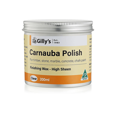 Gilly's Carnauba Wax Polish 200mL - Clear finishing wax bottle with high sheen effect