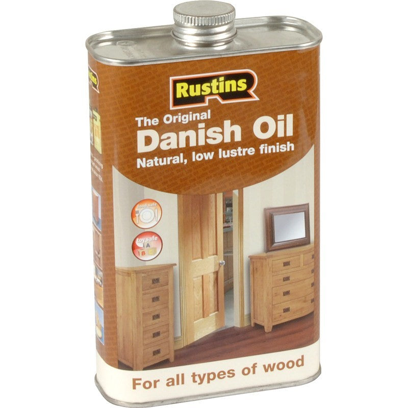 Rustins Danish Oil original formulation for enhancing natural wood beauty