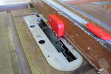FastCap Magnetic Shim Set in action, setting blade height and fence spacing effortlessly. Ideal for woodworking machines