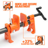 Pony Jorgensen Extended Foot Pipe Clamp with 2100mm 3/4in Pipe showing sturdy construction and adjustable foot detail