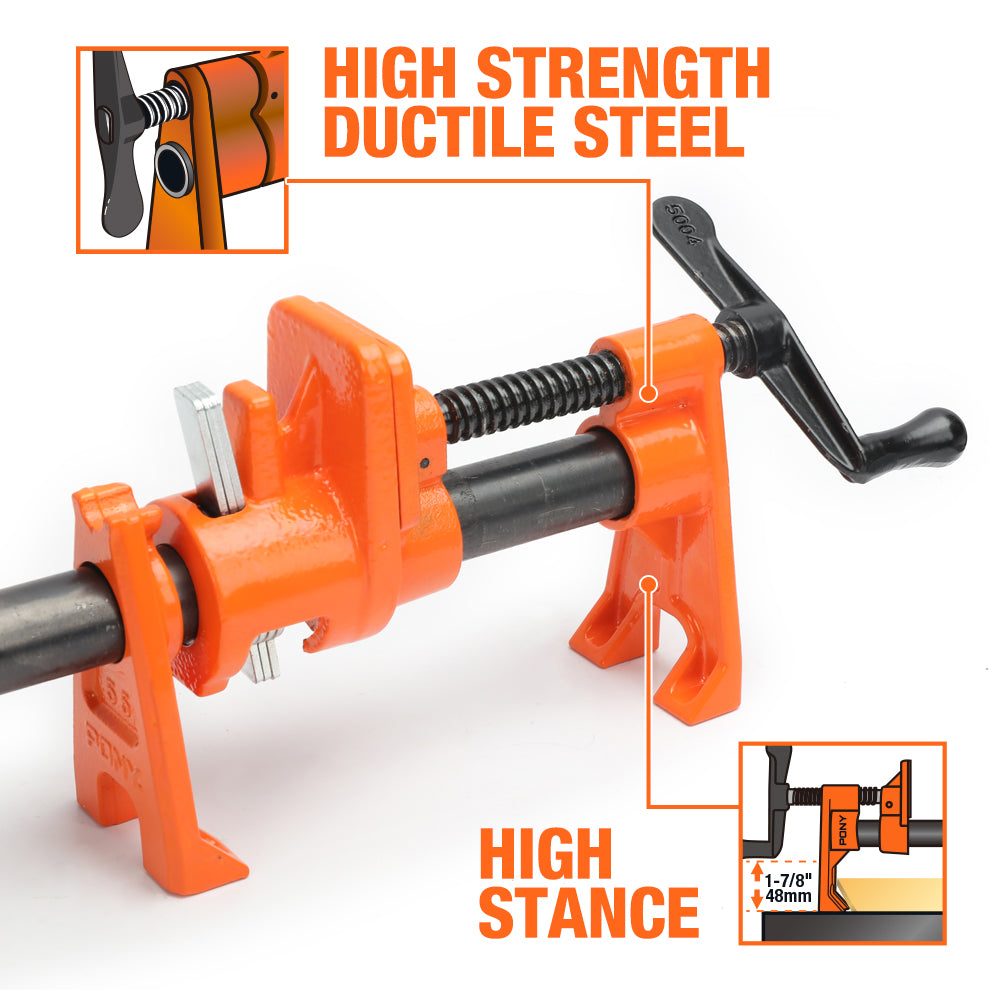 Pony Jorgensen 3/4in Pro Pipe Clamp Fixture mounted on 2100mm pipe