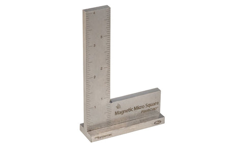 FastCap Magnetic Micro Engineer's Square in use on a table saw, showing hands-free adjustment capabilities