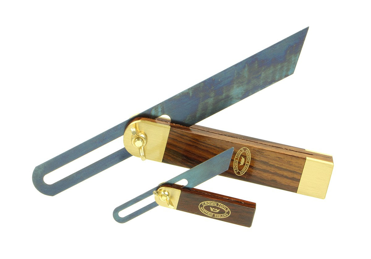Crown Sliding Bevel with 100mm Blade and Rosewood Handle, angle view