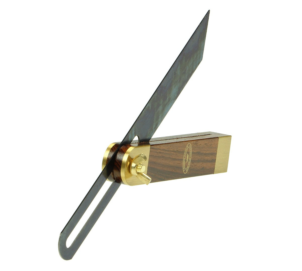 Crown Sliding Bevel 230mm Blade 145mm Rosewood & Brass Handle angled view