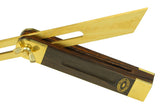 Crown Sliding Bevel 230mm Brass Blade 145mm Rosewood & Brass Handle from an angle showcasing its elegant rosewood handle