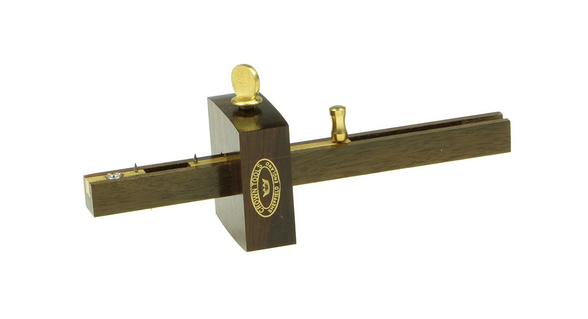 Crown Mini Mortice Gauge with Rosewood & Brass, compact design for precise woodworking measurements
