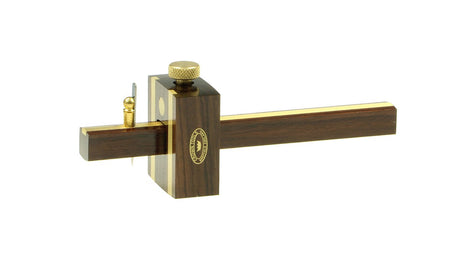 Crown Cutting Gauge 140mm Marking Capacity Rosewood & Brass woodworking tool close-up