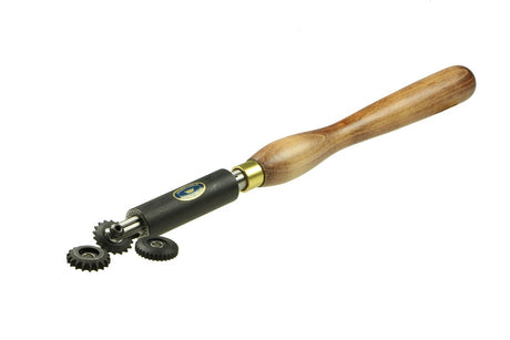 Crown Spiralling & Texturing Set Woodturning Tool showcasing texturing wheel, indexing sleeve, and spiralling options