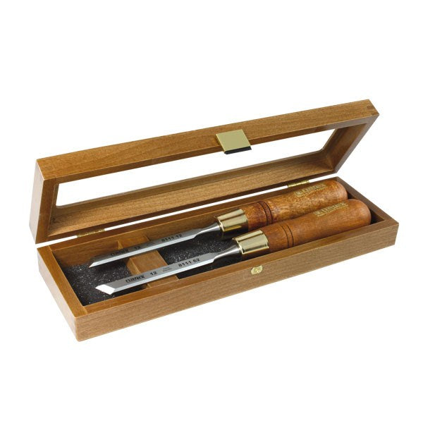 Narex Skew Paring Chisel Sets wooden case, 4 sizes, precise woodworking tool