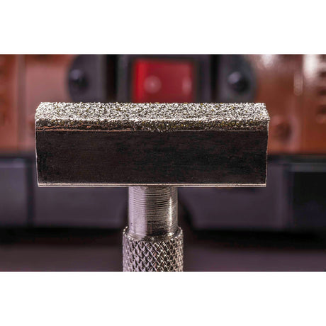 Diamond wheel dressing stick for bench grinder, 45 x 13mm, close-up view of T-bar handle and industrial diamond head
