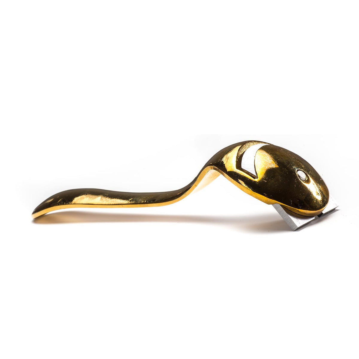 Luban Spoon Carver's Plane bronze wood carving tool in action, creating hollow cuts precisely