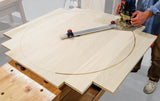 Milescraft Circle Cutting Guide for Plunge Routers with Metric and Imperial Scales, shown in use with a router